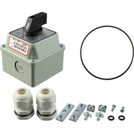 Commutateur rotatif universel, SZW26-20/D202.2D avec interrupteur principal extérieur LW28-20/4, 660 V, 20 A, 3 positions, biphasé. (1/4)