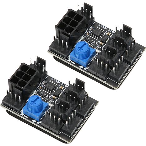 Répartiteur Ventilateur PC 12V 6 Broches 1 vers 8 PWM Hub pour Ventilateurs 4 Broches et 3 Broches, Lot de 2 (1/5)