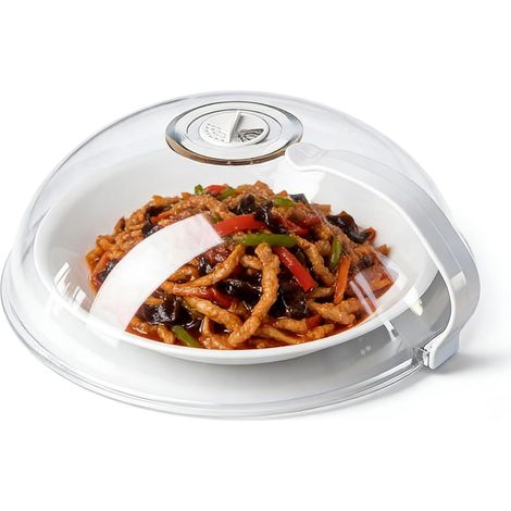 Couvercle Micro Ondes avec Poignée avec des Trous de Vapeur Résistant à la Chaleur Jusqu'à 200 °C Cloche Alimentaire Anti Insectes Protection Anti-éclaboussures pour Micro-ondes Nettoyage Facile (1/5)
