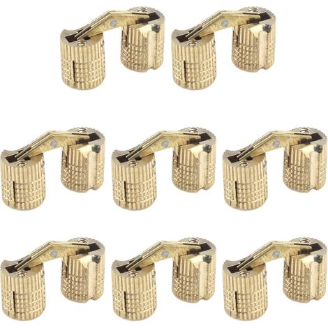 Lot de 8 Charnières Cylindriques Invisibles Laiton Pur M16mm Angle 180° pour Boîte à Bijoux et Meubles (1/4)