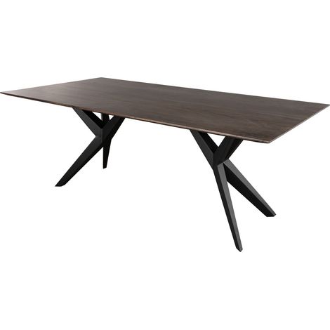 Esstisch Akazie 200x100x76 grau lackiert Beine anthrazit matt SWISS EDGE 35