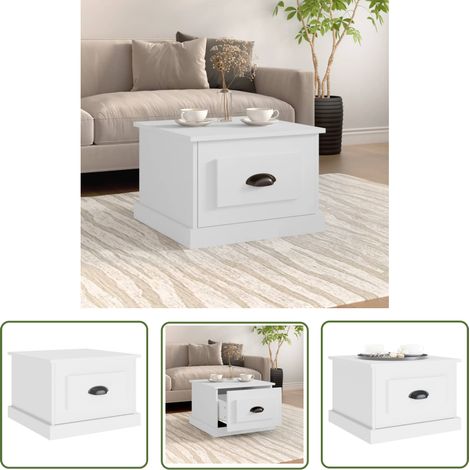 The Living Store Table basse blanc 50x50x35 cm bois d'ingénierie - Table Basse - Meuble Salon - Table D'appoint - Table Latérale - Bout De Canapé (1/5)