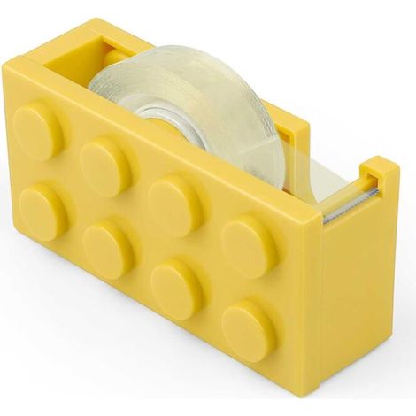Yellow Tape Dispenser, Adhesive Tape Dispenser, Building Block Shape, Suitable for Offices, Restaurants, Flower Shops and Study Rooms (1/5)