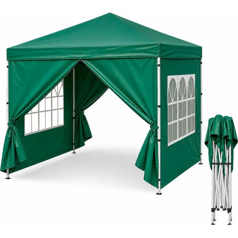 Gazebo Pop Up Da Esterno Con Pannelli Laterali Finestre Trasparenti Apertura Rapida Copertura Impermeabile UV50+ Struttura In Acciaio Per Feste Giardino 3 x 3 x 2.59 m Verde (1/5)