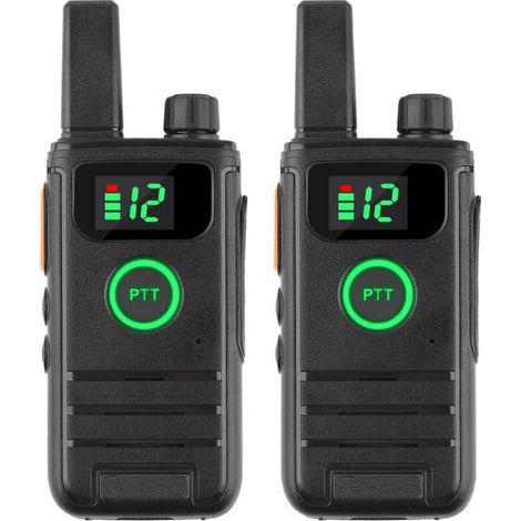2 talkies-walkies mini portables - Batterie 6800mAh - Radio bidirectionnelle - Inclus headset - Communication longue distance fiable et compacte