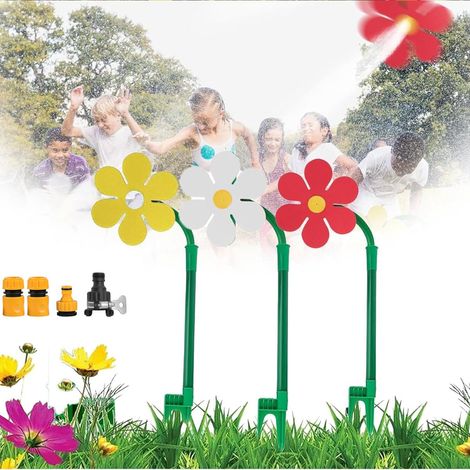 Arroseur fleur ludique fontaine jardin lot trois pièces quatre raccords rotation 360 degrés adapté jardin extérieur été refroidissement jeu multicolore (1/5)