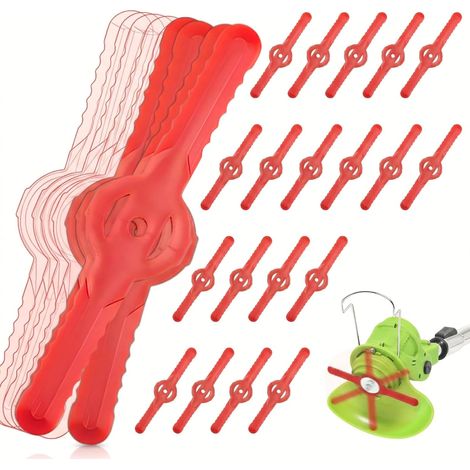 100 Lames Plastique Coupe Bordure 14cm, Polyéthylène Haute Densité, Trou 5mm, Pour Débroussailleuse Et Tondeuse De Jardin (1/5)