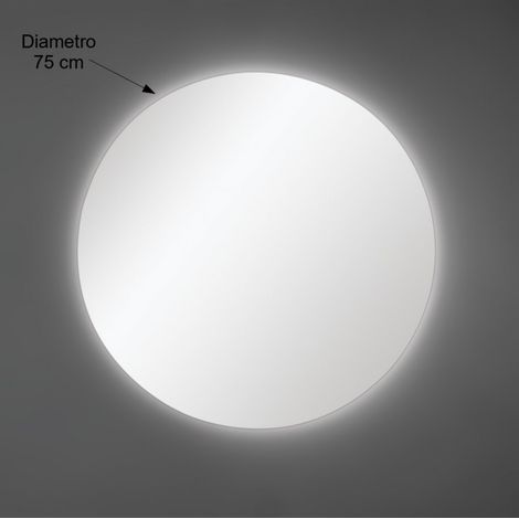 Espejo de pared redondo diámetro 75 cm grosor 4 mm con iluminación LED (1/2)