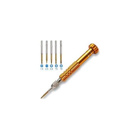 Tournevis de Précision Magnétique 5-en-1 pour Lunettes, Smartphones, Tablettes et Montres, Kit d'Outils de Réparation Multifonctionnel (1/4)