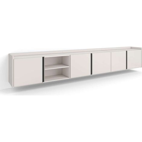 Mueble TV Triana-01 de 309x50x35 cm suspendido, con puertas abatibles, color beige (1/4)