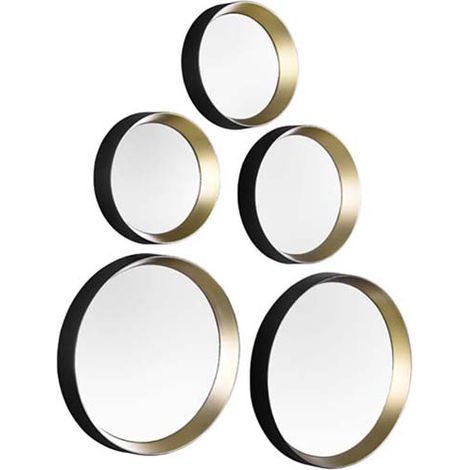 Wandspiegel Dekospiegel Flurspiegel schwarz gold Wohnzimmerspiegel 5er Set (1/5)