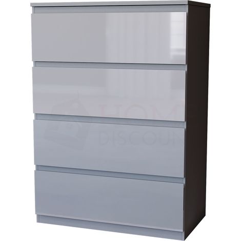 Glinton 4 Drawer Chest of Drawers High Gloss Bedroom Storage Furniture, 100% FSC, Grey (1/5)