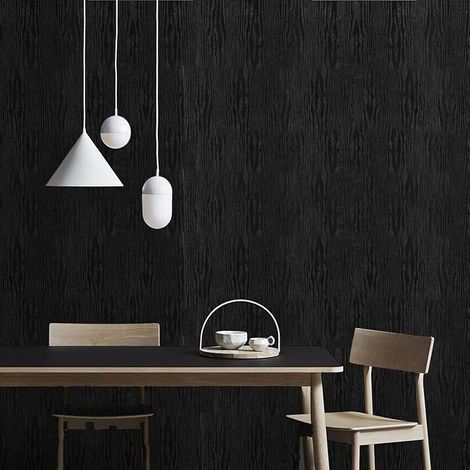 FENTIS Papier Peint Effet Bois Noir Meubles Papier Contact Autocollant Grains Bois Amovible Film Plastique Vinyle Bricolage Tables Armoires Portes Murs 44.5x1000CM (1/4)