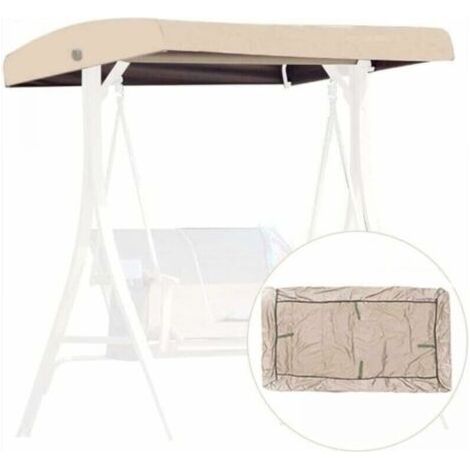 Beige Toile de Rechange pour Balancelle, Housse de Rechange 3 Places, Toit Balancelle de Jardin, Impermeable Couverture Auvent pour Jardins Battants et Terrasses (1/5)