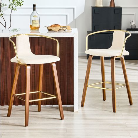 MEUBLIV Lot de 2 tabourets de bar 54,7 x 44 x 88 cm blancs – avec accoudoirs scandinave (1/5)