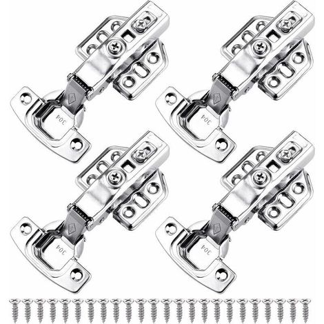 royaluxe- 4Pcs Charniere Porte Placard Souples et Serrées pour Cuisine, Charniere Porte Cuisine Réglables en Acier Inoxydable, Charniere pour Placard, Charnières Encastrées de 35 mm à Recouvrement Com (1/5)