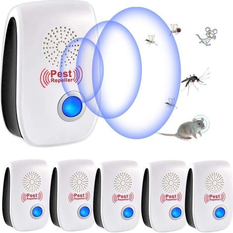 Repelente ultrasónico de mosquitos, paquete de 6 unidades. Dispositivo electrónico ultrasónico repelente de ratones, ratas e insectos. Repelente ultrasónico de roedores e insectos, mosquitos, hormigas