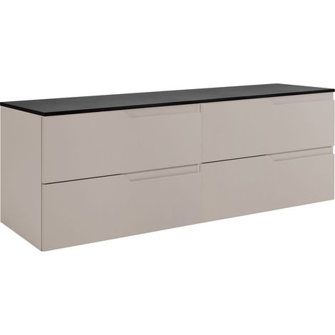 RODAN Badmöbel Set 120 cm Kaschmir Hängend mit Arbeitsplatte Schwarz für Doppelwaschbecken Soft-Close MODERN