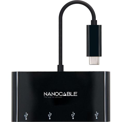 Hub USB 3.0 Tipo-C Nanocable 10.16.4401-BK / 4 Puertos USB 3.0 (1/3)