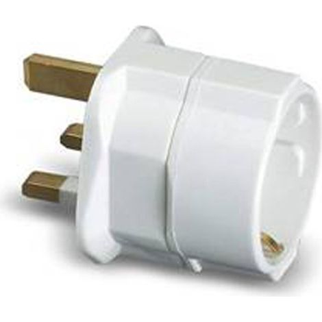 Adaptador inglés - europeo, 13a 250 v, blanco, blister