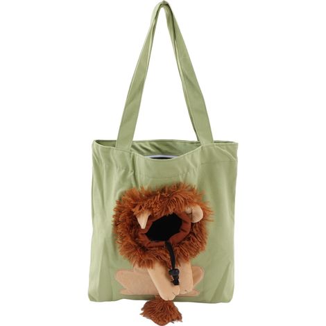 Sac en toile pour animal de compagnie, forme de lion mignon, sac à bandoulière multi-usages portable pour chat de moins de 2,7 kg, type 4 (1/5)