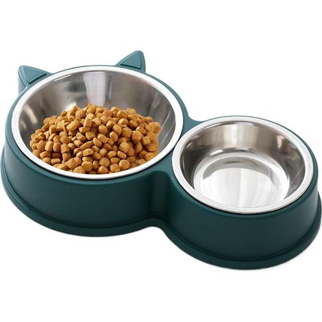 Doppelwandiger Edelstahl-Katzennapf – rutschfest und hypoallergen – leicht zu reinigen – Futter- und Wassernapf-Set, rutschfester Edelstahlnapf, für Katzen und Kätzchen, rutschfester Napf