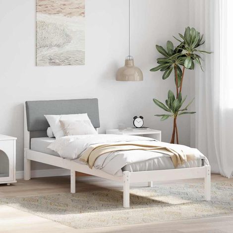 Bed frame White and light grey 75 x 190 cm Solid pine wood vidaXL (1/5)