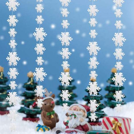 Schneeflocken Girlande 5x3m 3D Papier für Weihnachtsdeko Winterparty