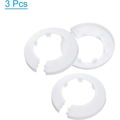 Cubierta para tubo de radiador, 3 fundas de plástico PP para tubo de agua de 1,69"/43 mm, embellecedores decorativos, roseta, tubo de calefacción, fontanería, caldera, estufa, montaje en pared, blanco (1/5)