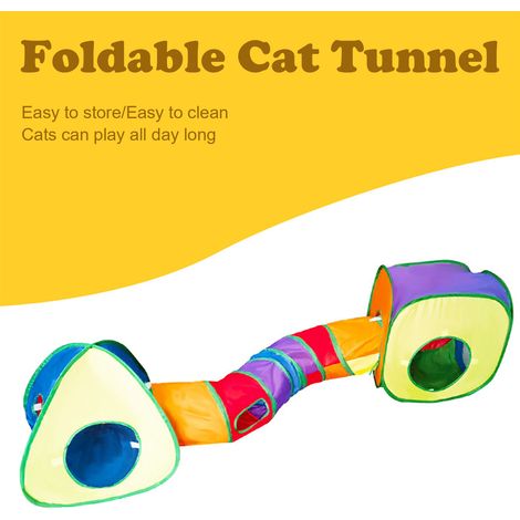 Tunnel pour chat et Cubes combinés pour chats d'intérieur avec balle de jeu, tente à trou interactif pliable (1/5)