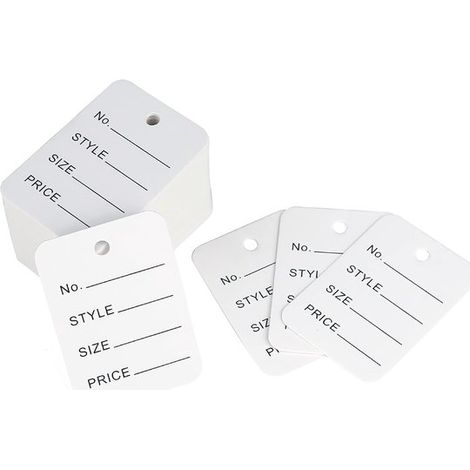 100 unidades - etiquetas de precio - 50x35 mm - Blancas - para joyería, ropa, regalos, Navidad (1/5)