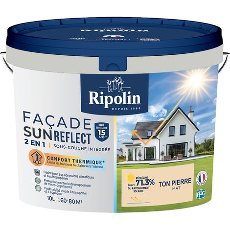 Peinture Façade Sun Reflect - Mat - 10L - Ton pierre - Ripolin (1/5)