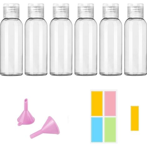 Lot de 20 bouteilles de voyage portables en plastique transparent avec bouchon à rabat pour shampooing et cosmétiques 100 ml (1/5)