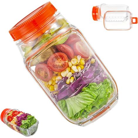 Salatbehälter Salad Pod mit seitlicher Öffnung, auslaufsicher, 1000 ml (Orange)