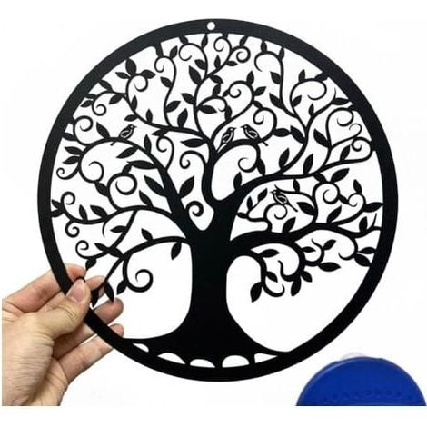 Tree of Life Silhouette Metal Wall Art Decor Indoor Outdoor Art Gift Garden Home Decor (Black, 28 x 28cm) MUMU (1/4)