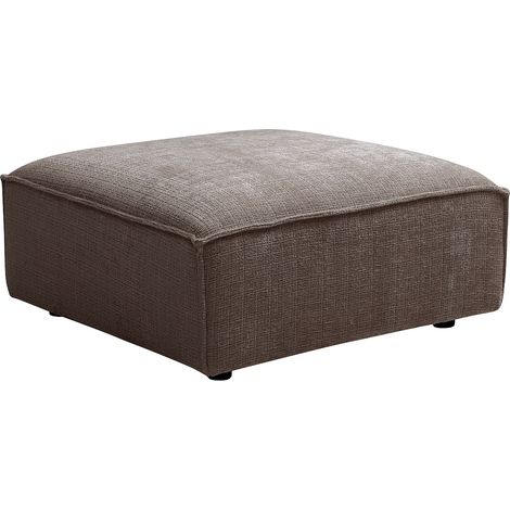 Pouf in tessuto ciniglia tortora - RUZOLO (1/2)