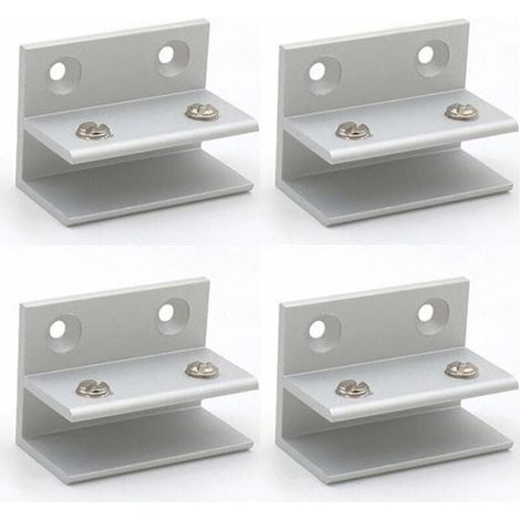 Lot de 4 pinces à verre en forme de F, support mural, pinces de douche, étagère, panneaux de serrage 10–12 mm (1/5)