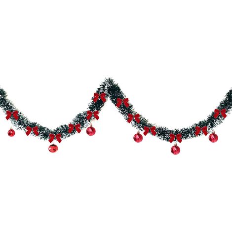 Guirlande De Noël - Pompons - Ruban Floral - 200 cm - Décoration Pour Fenêtre Escalier Arbre - Version Plastique Multicolore - 1 Pièce (1/5)