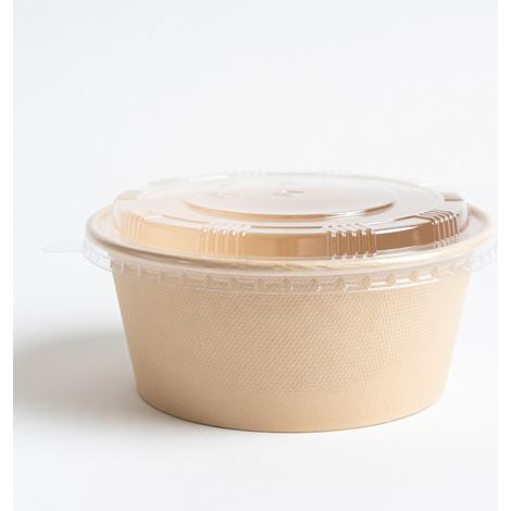 Bol en papier kraft jetable 460 ml, 6 pouces, couvercle transparent