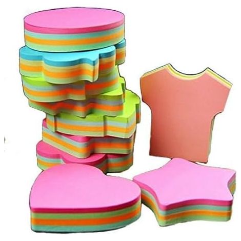 Feuillets autocollants, autocollants auto-adhésifs amovibles - 6 plaquettes par paquet - 100 feuilles par Pad -Per Pad 4 couleurs - Paquet 6 formes différentes à l'intérieur-76mm x 76 mm (1/2)