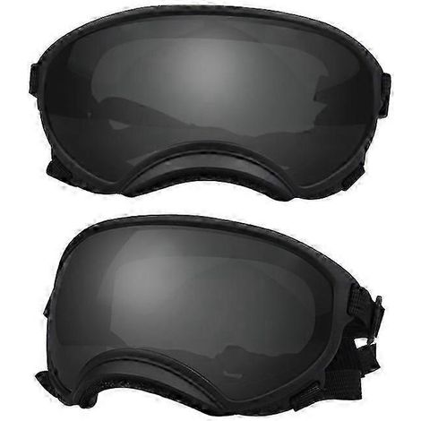 Hundebrille UV-Schutz, hohe Stoßfestigkeit, verstellbares Gummiband, atmungsaktiv, für Welpen und große Hunderassen (schwarz und schwarz, Größe L) (1/5)