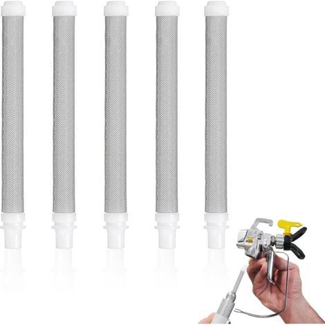Wagner Airless-Farbspritzgerätefilter, 5 Stück, 60 Mesh Edelstahl-Filterelemente für Airless-Spritzpistolen, korrosionsbeständig, Drucktyp, 100 mm (1/4)