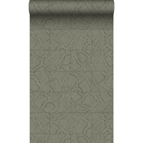 papier peint motif de carrellages avec imitation peau de serpent taupe  - Origin Wallcoverings (1/5)