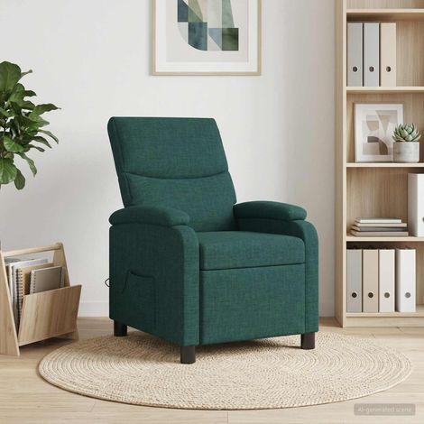 vidaXL Poltrona Massaggiante Verde Scuro Tessuto (1/5)