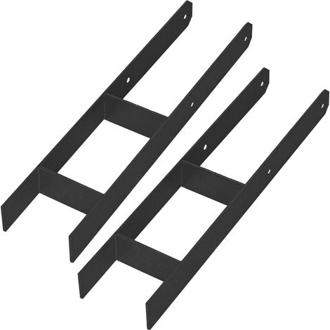 KOTARBAU® Base de poste en H para instalación en pared, anclaje de soporte de acero galvanizado negro, 120 mm, juego de 2