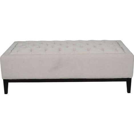 Theodore Buttoned XL Ottoman - Wood/Foam/Poly/Metal - L75 x W140 x H46 cm - Ivory