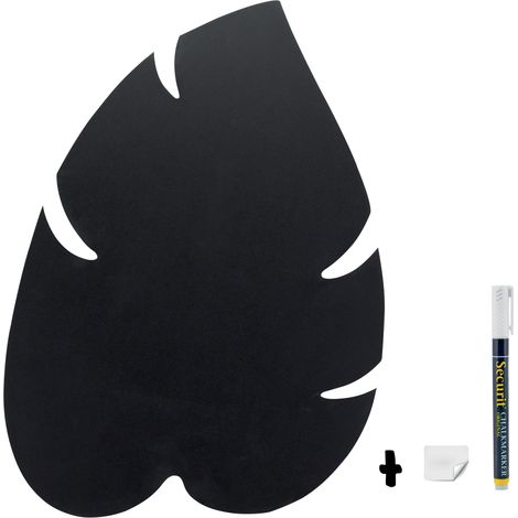 Silhouette ardoise '' feuille'' - Feutre-craie inclus et kit velcro pour accrochage mural - 43.8x29.6x0.3cm  0.1 kg - Securit