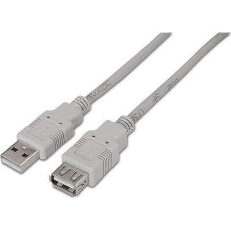Cable Alargador USB 2.0 Aisens A101-014/ USB Macho - USB Hembra/ 3m/ Beige (1/2)