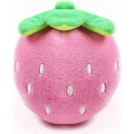 Peluche Fraise Brodé Rose Jouet Sonore Doux pour Chiens et Chats (1/4)