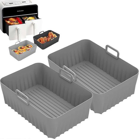 HONORNIC - Lot de 2 accessoires en silicone pour friteuse à air Ninja AF400UK et AF300UK, doublures réutilisables (gris)
